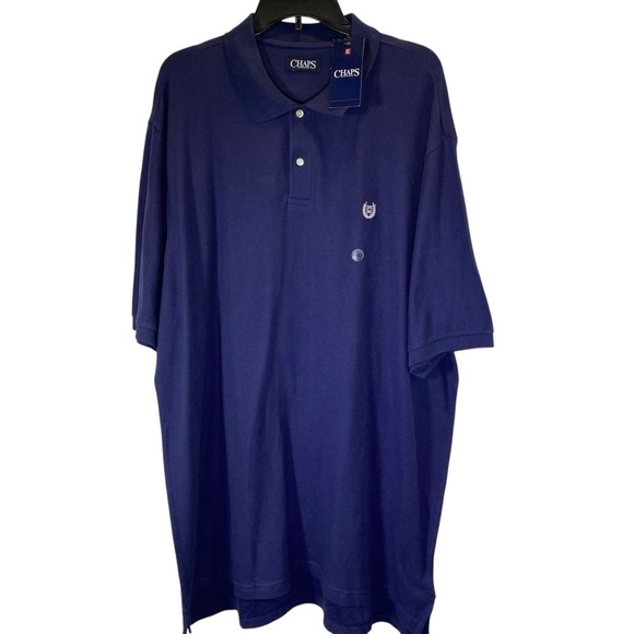 CHAPS Men's Big & Tall Size 2XLT Navy Short Sleeve Everyday Pique Polo Shirt NWT - Picture 2 of 8